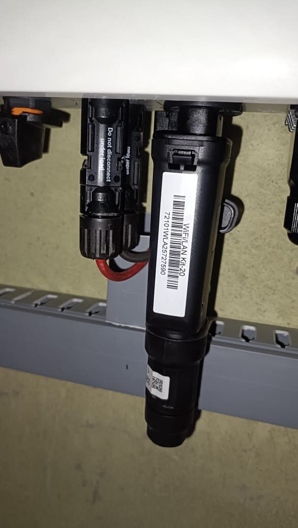 Solar inverter connectors and wiring close-up