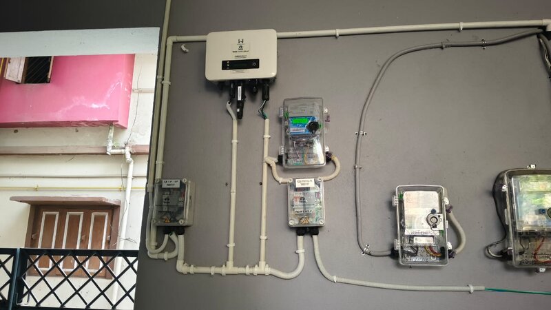 Complete solar electrical setup with net meter