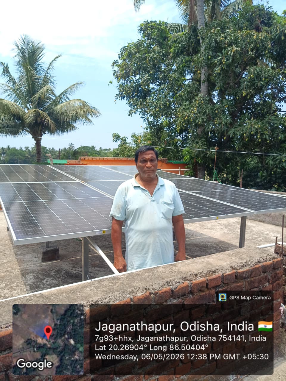Rooftop solar panel installation at Jaganathapur, Odisha