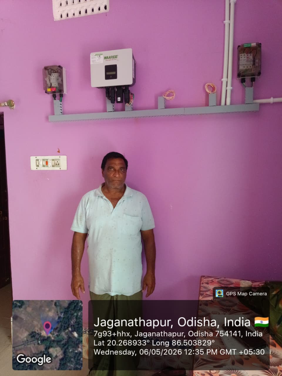 WAAREE solar inverter setup at Jaganathapur, Odisha
