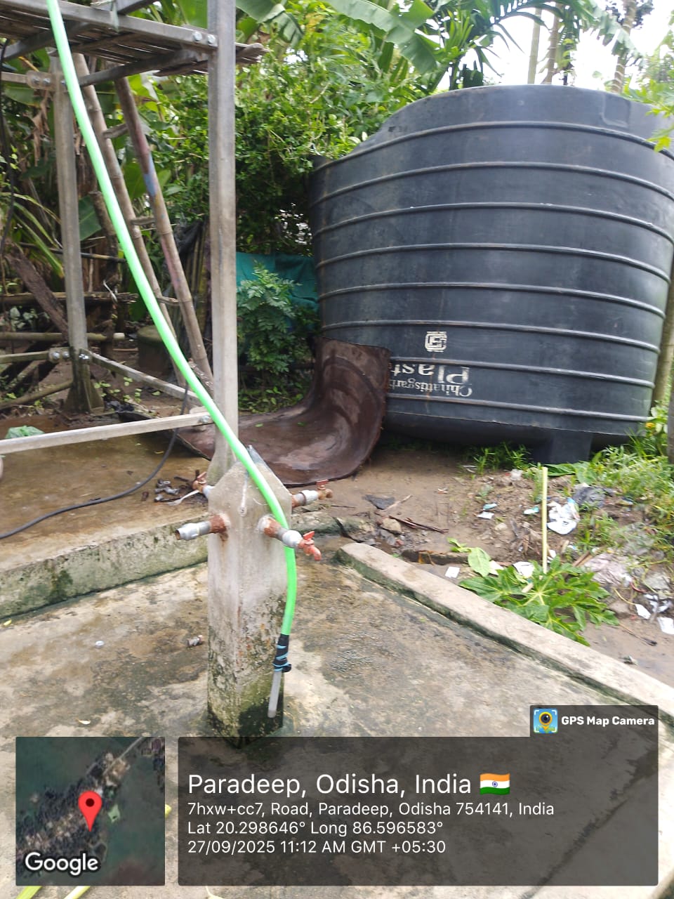 Water tank and supply wiring at RWSS solar pump site, Paradeep, Jagatsinghpur