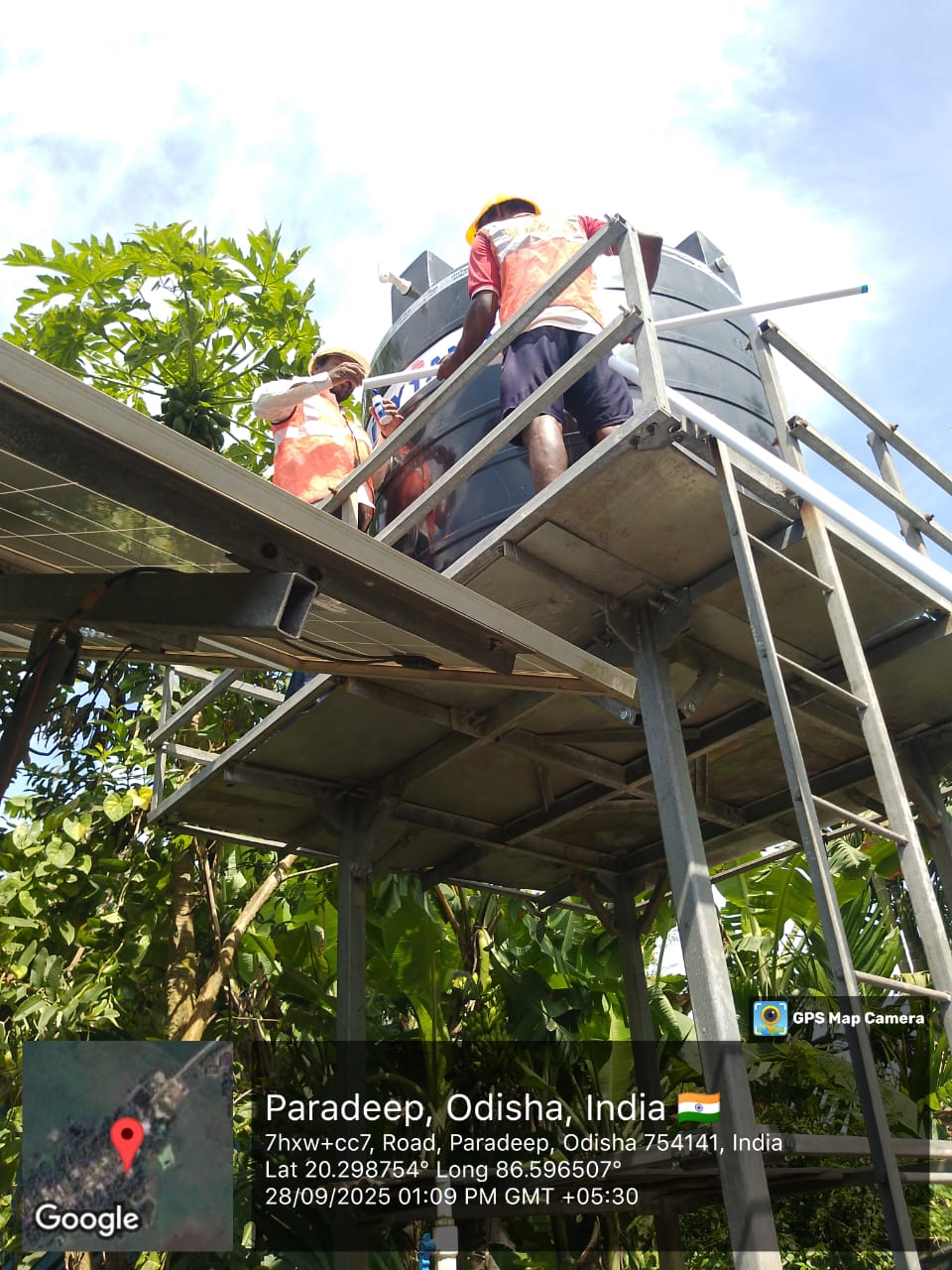 Completed solar pump installation with team at Paradeep, Jagatsinghpur, Odisha
