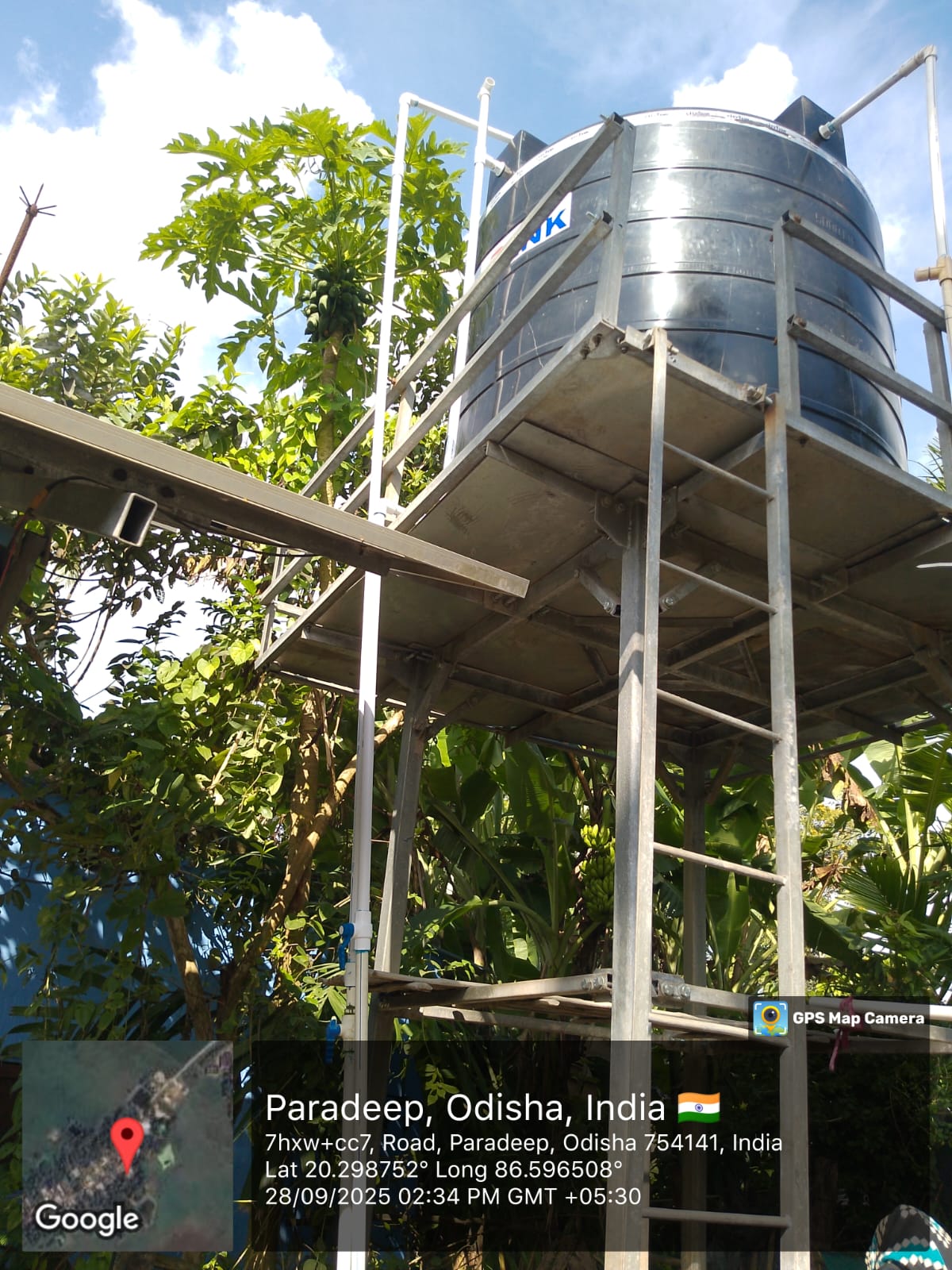 Completed RWSS solar-powered elevated water tank at Paradeep, Jagatsinghpur