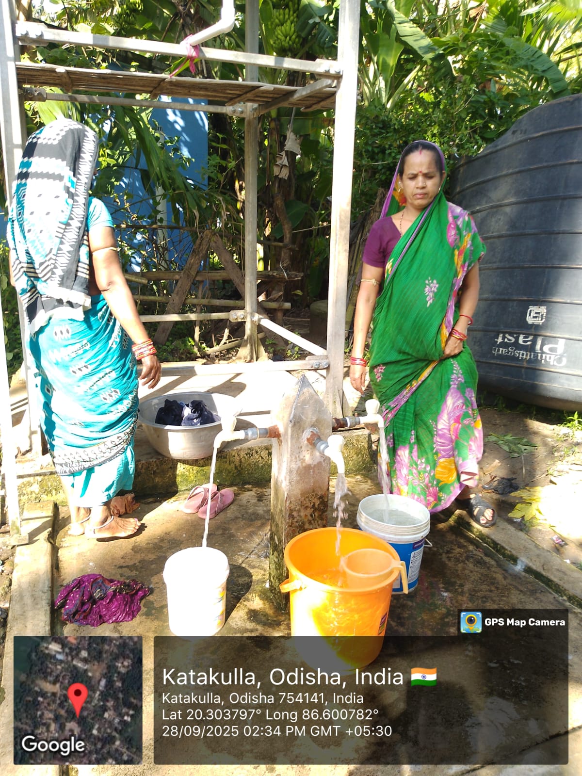 Villagers benefiting from RWSS solar water pump at Katakulla, Jagatsinghpur