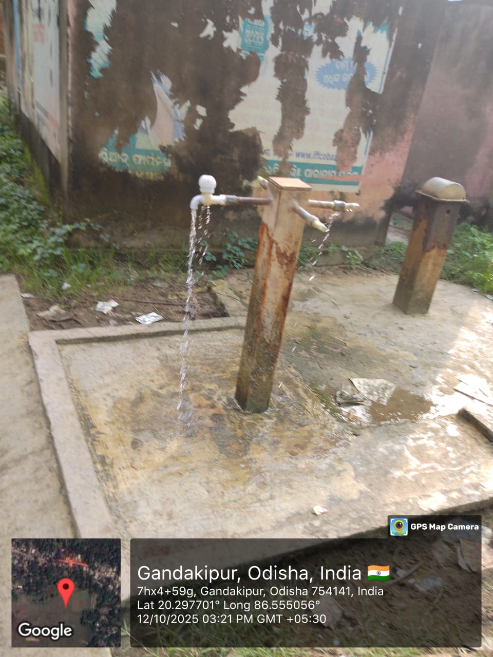 Water flowing after VFD panel repair at RWSS solar pump site, Gandakipur, Jagatsinghpur