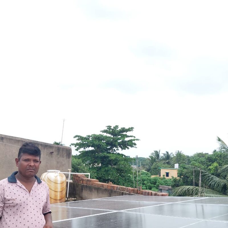 SREE technician at a commissioned rooftop solar installation, Sainagara, Odisha