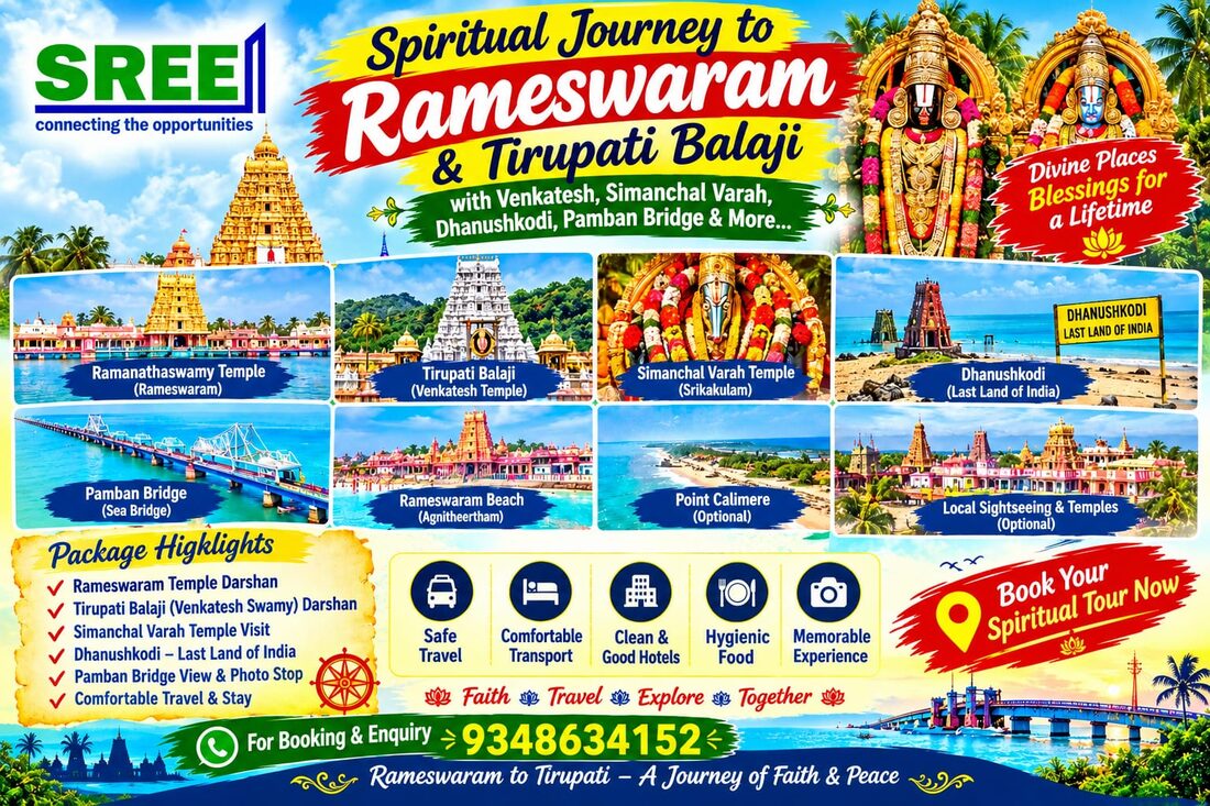 Spiritual Journey to Rameswaram and Tirupati Balaji — Ramanathaswamy Temple, Tirupati Balaji, Simanchal Varah Temple, Dhanushkodi, Pamban Bridge